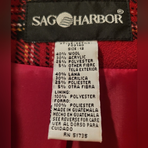 🆕️Sag Harbor red plaid wool blend blazer - Picture 2 of 9